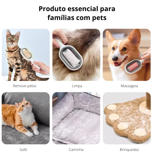 Escova Removedora de Pelos Stick - Compre 1 Leve 2 + Brinde