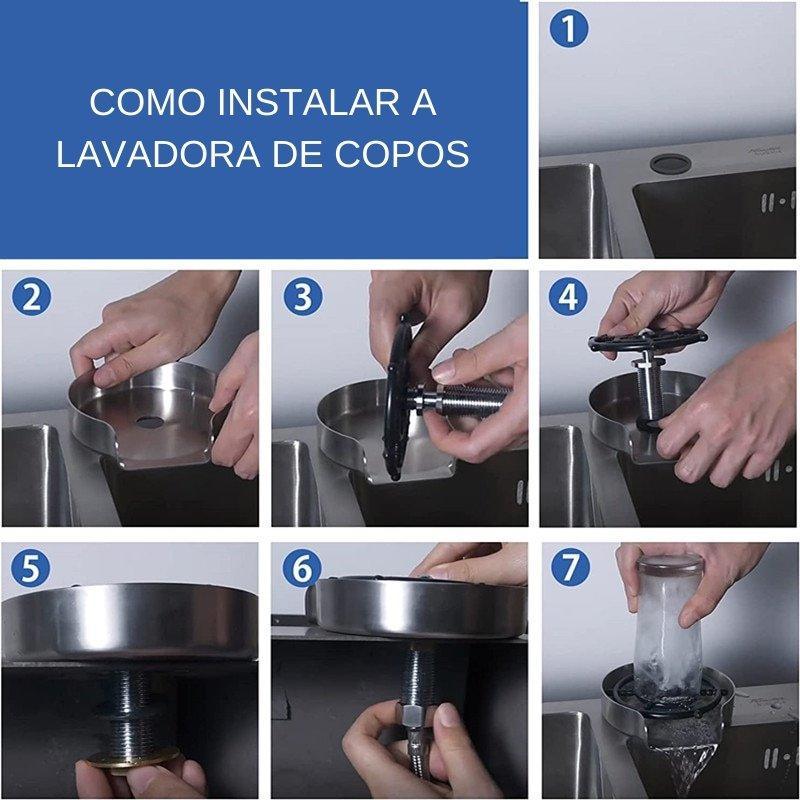 Lavadora Rinser - ALTA PRESSÃO para pia de cozinha - COPOS, XÍCARAS, GARRAFAS DE VIDRO - Urbanih.