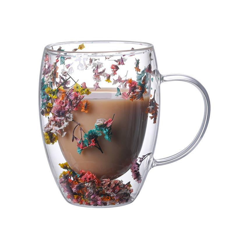 Caneca de Vidro Duplo Flores - Urbanih.